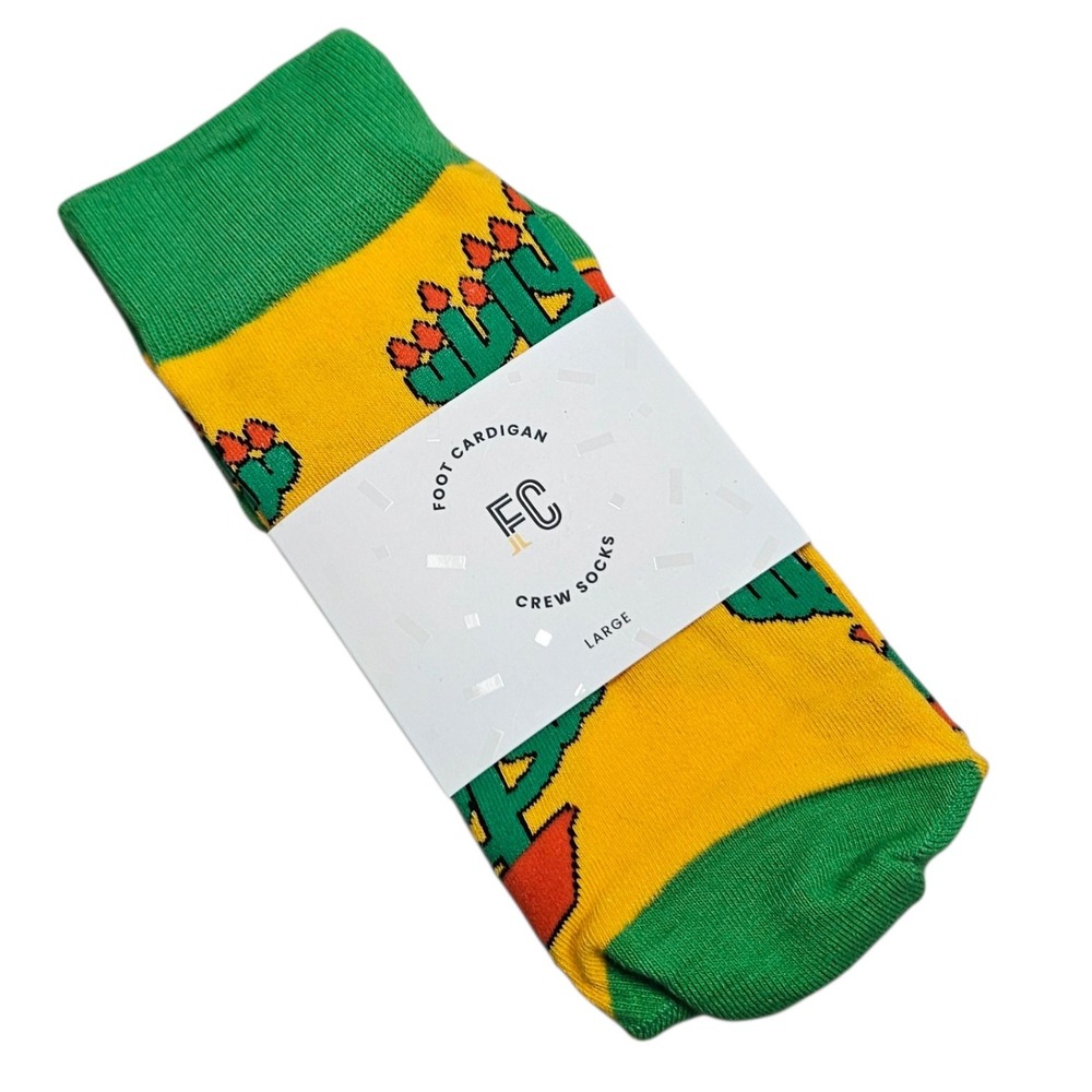 Foot Cardigan Crew Socks Large Cactus Menorah Novelty Fun Socks‎ Holiday Festive